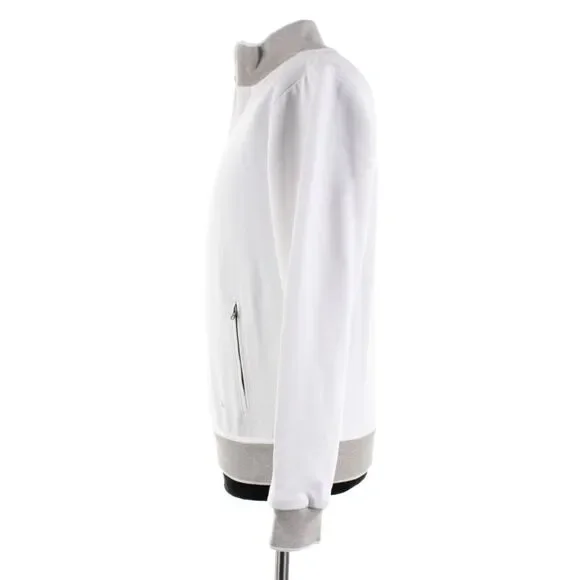 Luciano Barbera NWD 100% Cotton Bomber Jacket Size 50 (M US) In Solid White